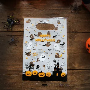 Halloween Dessin Animé Citrouille Fantôme Plastique Sac Cadeau Transparent Dépoli Poignée Découpée Sacs pour Enfants Fête Fournitures