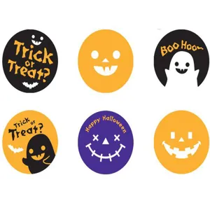 Halloween mignons autocollants ronds de citrouille fantôme pour scellement et fête