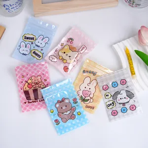 Ins simpatico cartone animato cane orso coniglio borsa con cerniera, caramelle snack vista principale.