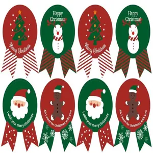 Set di 8 adesivi natalizi per sigillare sacchetti di biscotti e scatole regalo.