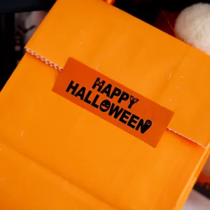 Autocollant de scellement de cadeau d'Halloween étiquette décorative longue orange