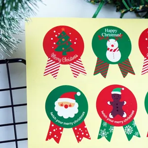 Adesivi di sigillo di Natale etichette di decorazione della scatola regalo per biscotti 8pz