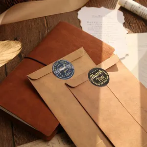 Enveloppes en papier kraft vintage avec autocollants de scellage de remerciement rétro sacs.
