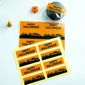 Autocollants de scellement décoratifs d'Halloween, citrouille chat étiquettes pour emballage.
