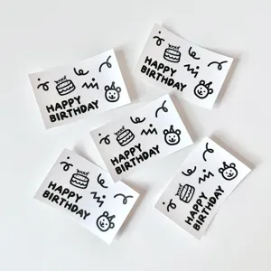 Minimalistische zwart-witte gelukkige verjaardag wenskaarten in ins-stijl, rechthoekige papierkaarten