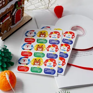 Kerstlaars vormige sticker zegel, kerstman sneeuwman rendier vakantie decoratie label