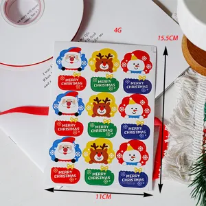 Kerstafdichting sticker set, Kerstman sneeuwman rendier laarsvormige decoratieve labels 9st.