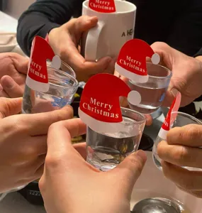 Autocollants de marqueur de tasse de chapeau de Noël, détails de décoration de fête de fin d'année.