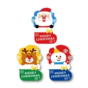 Kerst sok stickers, Kerstman rendier sneeuwpop decoratieve labels voor cadeaus.