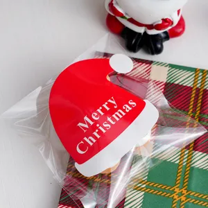 Autocollant de Noël chapeau Merry Christmas étanche emballage cadeau sachet bonbons