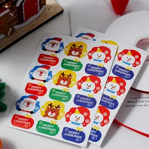 Kerststickers Kerstman sneeuwman rendier cadeausegel decoratieve labels set van 9
