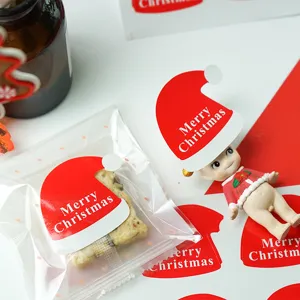 Autocollant de scellement de chapeau de Noël Merry Christmas étanche emballage cadeau