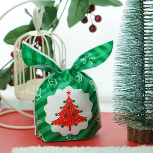 Christmas candy packaging bag cute bunny ear gift bag holiday festive treat pouch cookies