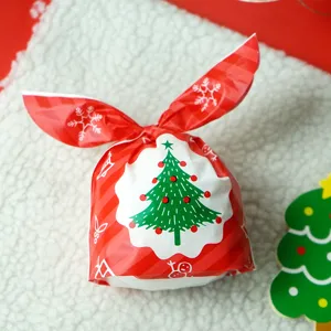 Christmas candy gift bag bunny ear packaging pouch for nougat cookie festival party supplies