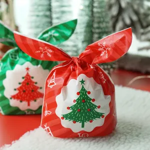 Christmas candy packaging bags cute bunny ear gift bags for cookies nougat 50pcs
