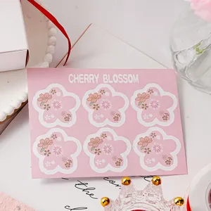 Pegatinas de sello de flor de cerezo rosa etiquetas decorativas para regalo diario 6p