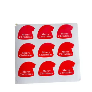 Autocollants de cachet chapeau de Noël imperméables emballage cadeau étiquettes déco
