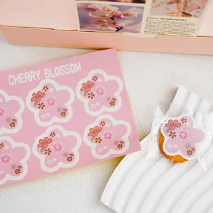 Pegatinas decorativas de flores de cerezo rosa para regalos, repostería y diarios.