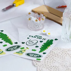 Avocado alligator sticker detail shot, cute DIY planner material and laptop sticker decoration.