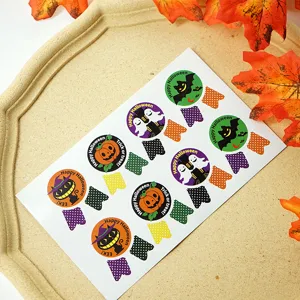 Halloween sticker sheet self-adhesive cute pumpkin ghost bat holiday party decor 8pcs set