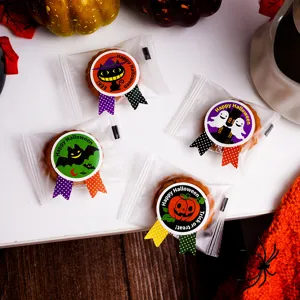 Halloween stickers round cute pumpkin bat ghost labels for baking gift bags party decor 8pcs
