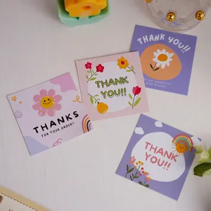Mini tarjetas de agradecimiento de flores rosas para pequenas empresas y decoracion.