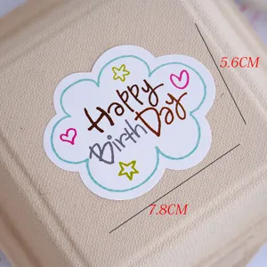 Pegatina nube feliz cumpleaños etiqueta de sellado para embalaje de regalo decoración.