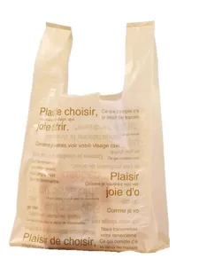 Ins style French letter printed plastic vest bag, lightweight gift packaging shopping bag.