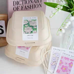 Adesivi decorativi rettangolari floreali in stile Ins per confezioni regalo e biglietti.