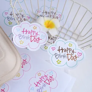 Pegatinas de sellado de embalaje de regalo de feliz cumpleanos en forma de nube para fiestas.