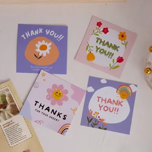 Mini tarjetas de agradecimiento florales, tarjetas decorativas para pequeños negocios.