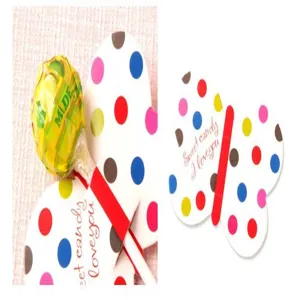Butterfly lollipop paper cards DIY candy decorative cards cute polka dot gift tags 50pcs