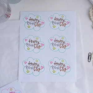 Pegatinas de sello de cumpleaños con diseño de nube, 6 uds etiquetas decorativas para regalos.