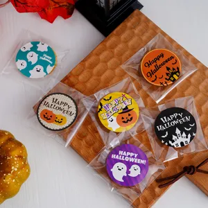 6 τεμάχια Halloween στρογγυλά αυτοκόλλητα κολοκύθα φάντασμα διακοσμητικά για δώρα
