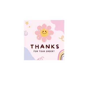 Mini tarjeta de mensaje de flor rosa, bonita tarjeta de agradecimiento para decoración.