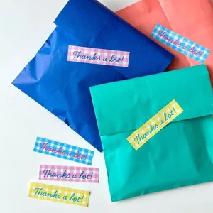 Plaid Thanks a lot long stickers for journaling, DIY handmade decorative labels main view.