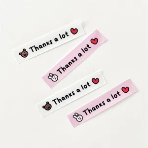 Cute Cartoon Bear Rabbit Decorative Adhesive Stickers Pink White Strip Paper Gift Wrapping Labels For Scrapbooking Journaling