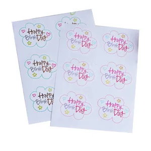 Pegatinas de sello de feliz cumpleaños con forma de nube etiquetas decorativas 6pcs