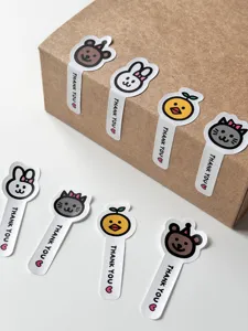 Cute cartoon hand ledger stickers with thank you heart pattern, long strip adhesive tape.