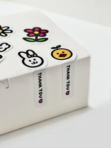 Cute cartoon handbook stickers with thank you heart design for packaging and decoration