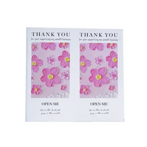 Adesivi rettangolari di ringraziamento con fiori rosa stile ins per decorare scatole regalo.