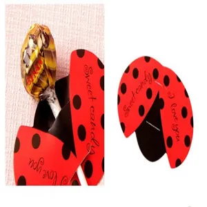 Ladybug lollipop decorative paper cards DIY cute cartoon candy packaging cards for kids party