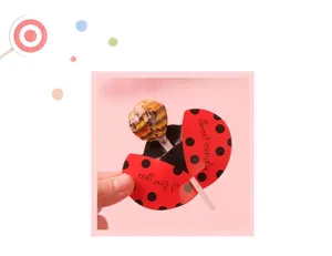 Cute ladybug lollipop paper card decoration for kids birthday party handmade DIY craft item