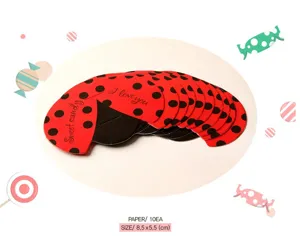 Cute ladybug lollipop paper cards for kids party decoration, 10pcs DIY candy wrappers.