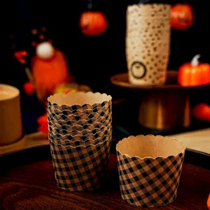 Halloween moules à cupcake en papier kraft vintage caissettes à muffin pour friteuse