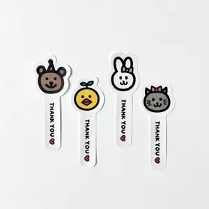 Cute cartoon animal journal stickers, thank you sticky notes, long strip decorative labels.