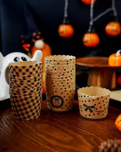 Halloween moules à cupcakes en papier kraft vintage caissettes à muffin 50 pièces