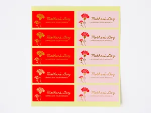 Autocollants de scellage cadeau Fête des Mères, détail, rouge et rose, pack de 10.