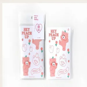 Cute peach bear sticker pack for journal DIY and laptop decoration, waterproof.