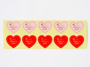 Stickers de coeur de Fête des Mères, détails d'étiquette de scellement de boîte cadeaux.